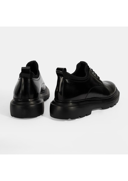 Erkek Siyah Bağcıklı Rugan Deri Günlük Ayakkabı
