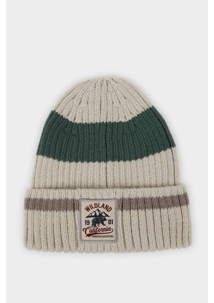 Erkek Etiket Baskılı Triko Bere A5057AX25WN