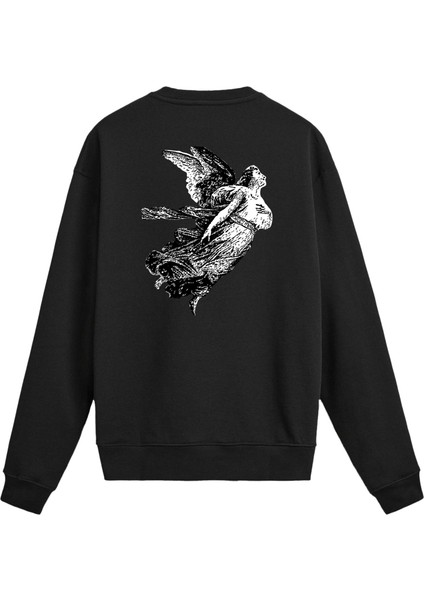 Sırt Baskılı Melek Tasarımlı Sweatshirt