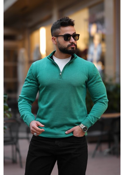 Slim Fit Fermuarlı Kazak