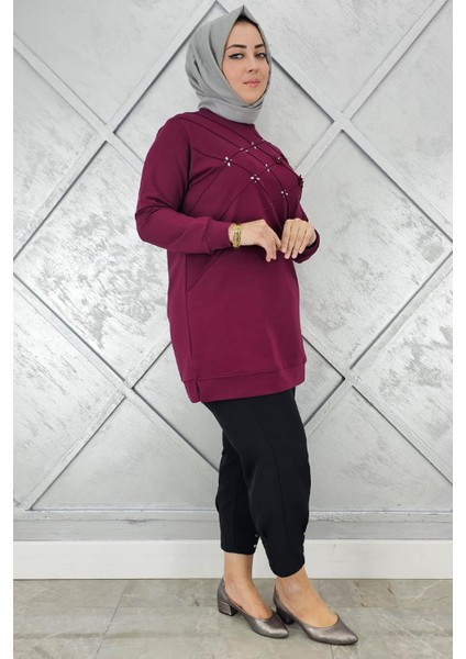 Kadın Dikme ve Taş Detaylı Tesettür Tunik fiyatları