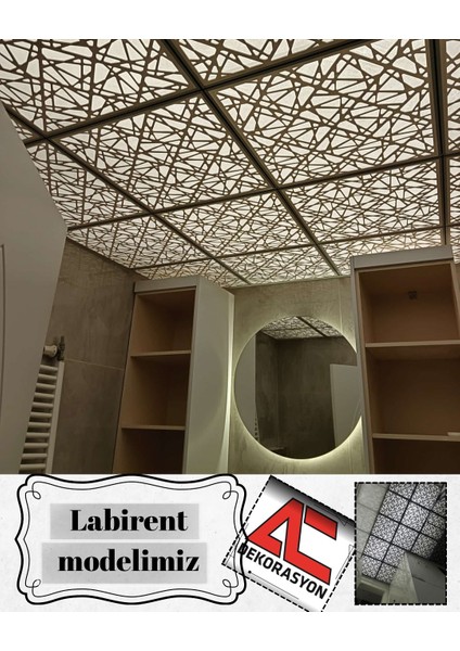 Dekoratif Asma Tavan Paneli Labirent Modeli 60 x 60 cm modelleri