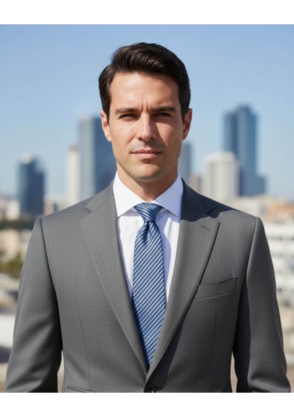 Mavi Çizgili 8 cm Genişliğinde Ipek Kravat modelleri