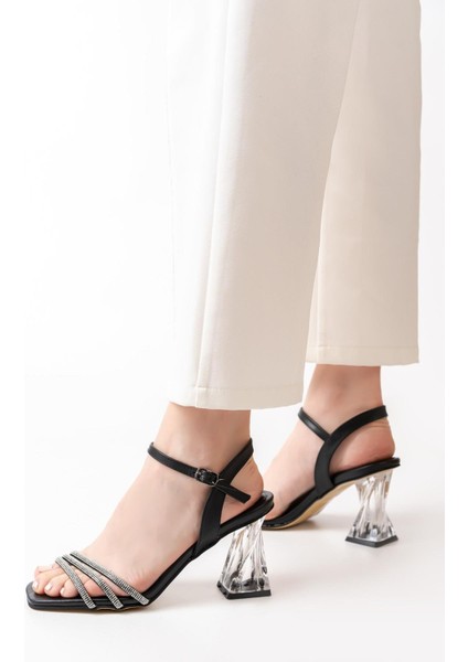 Kadın Siyah Taş Biyeli Topuklu Ayakkabı Siyah modelleri