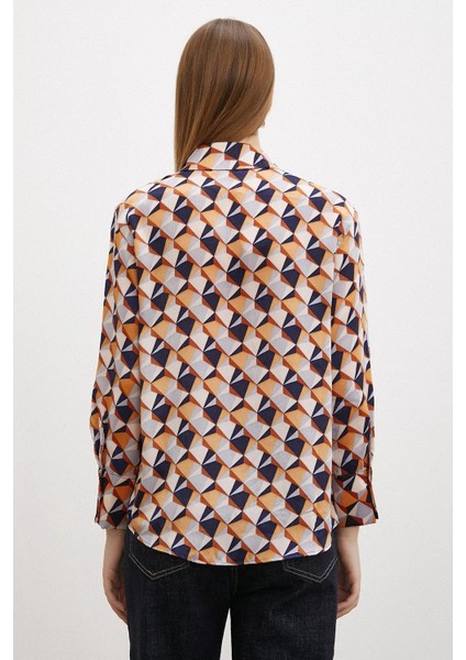 Kadın Uzun Kol Desenli Renkli Pamuk Saten Premium Kalite Spor Şık Gömlek modelleri