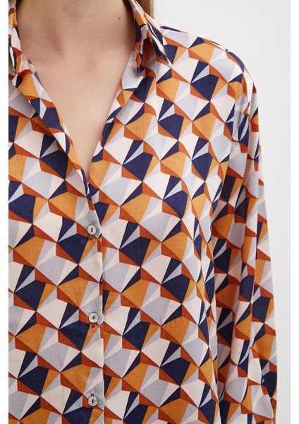 Kadın Uzun Kol Desenli Renkli Pamuk Saten Premium Kalite Spor Şık Gömlek indirimleri