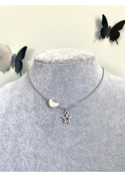 Ay Incili Y2K Aesthetic Yıldız Kolye