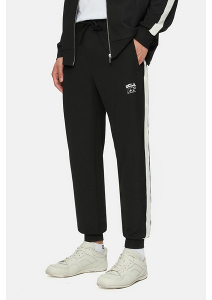 Salvador Siyah Daralan Kesim Paçası Lastikli Baskılı Standard Fit Erkek Eşofman Alt fiyatları