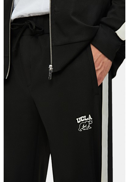 Salvador Siyah Daralan Kesim Paçası Lastikli Baskılı Standard Fit Erkek Eşofman Alt fırsatları