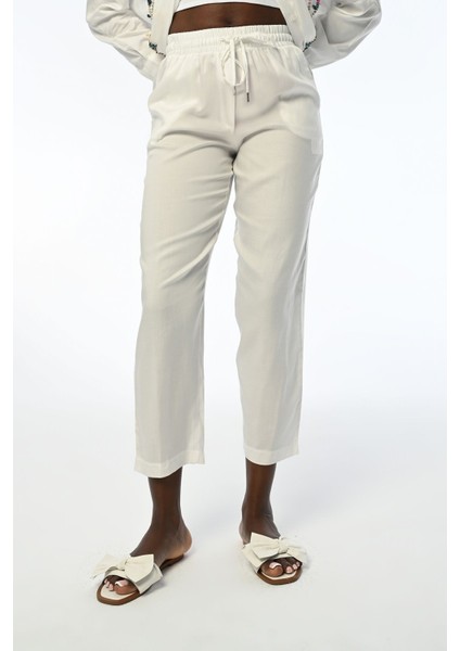 Kadın Rahat Kalıp Ekru Pantolon