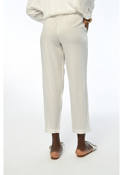 Kadın Rahat Kalıp Ekru Pantolon modelleri