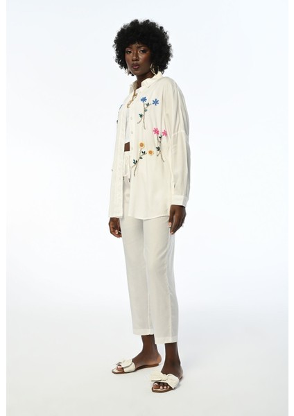 Kadın Rahat Kalıp Ekru Pantolon indirimleri