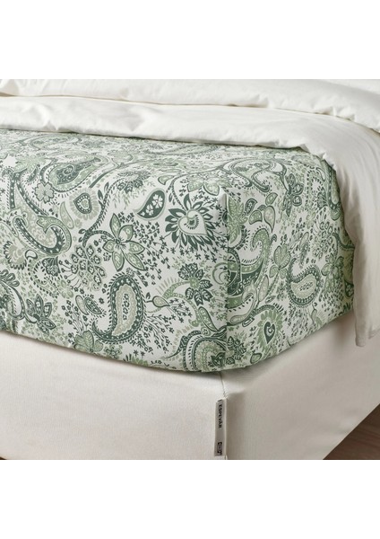 Rodgersıa Lastikli Çarşaf Yeşil Beyaz 80 x 200 cm fırsatları