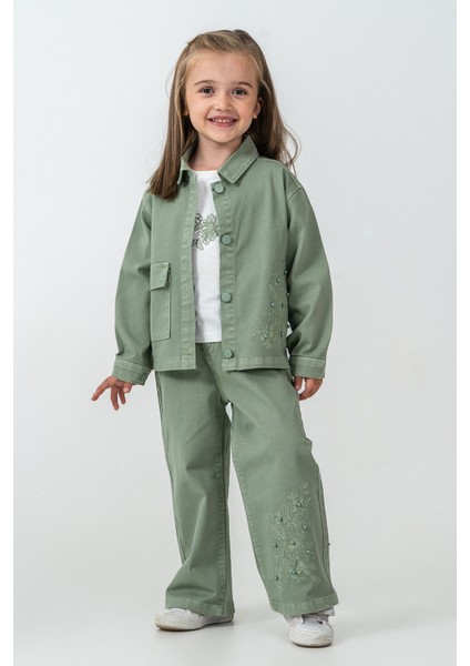 Incili Çiçek Nakışlı Kız Çocuk 3\'lü Takım - 26K 6367