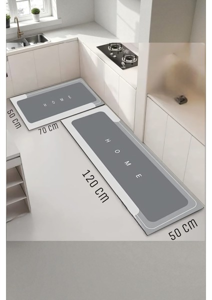2 Adet Su Emici Kaymaz Taban Banyo & Mutfak Paspası Seti Mutfak Tezgah Önü Paspas 50X120 cm 50X70CM fırsatları
