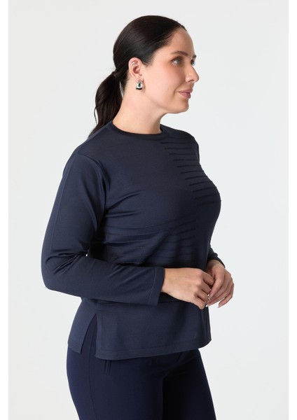 Büyük Beden Kendinden Desenli Triko Kazak-Lacı fırsatları