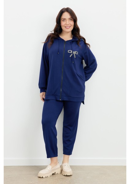 Büyük Beden Taş Baskı Sweatshirt-Lacı fiyatları