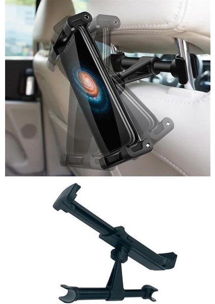 Oto Koltuk Arkası Telefon Tablet Tutucu Ayarlanabilir 360 Derece Dönebilen Pratik Stand