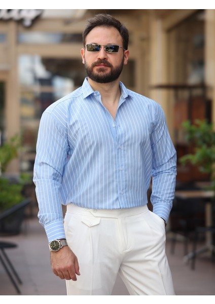 Çizgili Dik Yakalı Old Money Gömlek modelleri