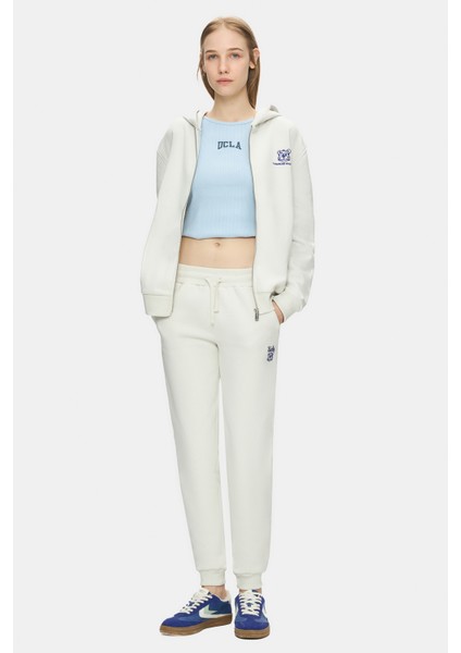 Maraıs Kemik Rengi Daralan Kesim Paçası Lastikli Baskılı Standard Fit Kadın Eşofman Alt fırsatları