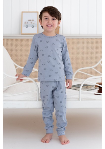 %100 Pamuk Desenli Erkek Çocuk Pijama Takımı