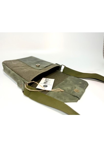 Natderi Hakiki Deri ve Kanvas Omuz Çantası | 20X21 cm | Ayarlanabilir Askılı, Ön Cepli Unisex Günlük Çanta fırsatları