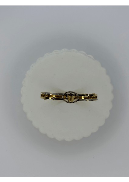 Minik Kelebek Detaylı Taşlı Gold Kelepçe fiyatları