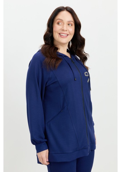 Büyük Beden Taş Baskı Sweatshirt-Lacı