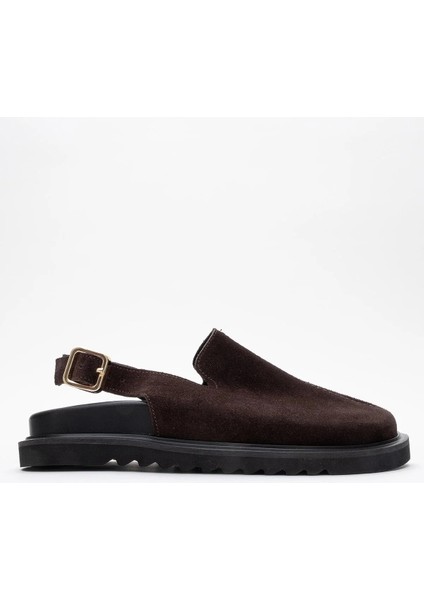 Laby Kahverengi Süet Hakiki Deri Kadın Sandalet