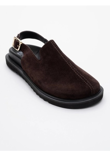 Laby Kahverengi Süet Hakiki Deri Kadın Sandalet modelleri