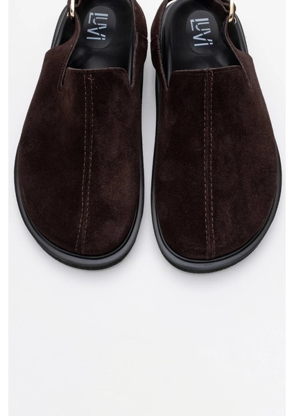 Laby Kahverengi Süet Hakiki Deri Kadın Sandalet