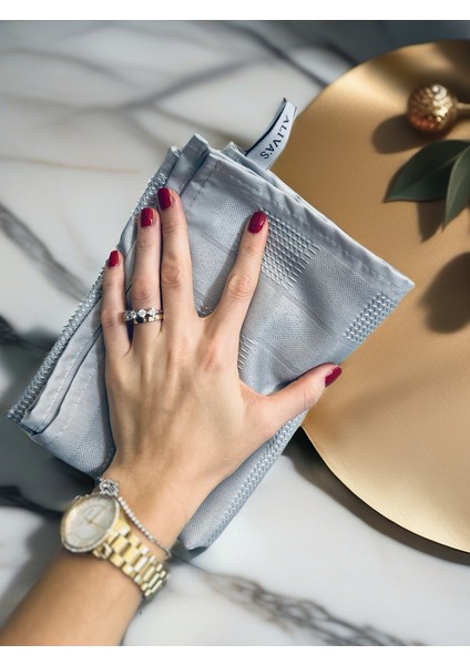 Aliva's Premium Mikrofiber Sihirli Temizlik Bezi- 40 X60 cm - 3'lü Set Mavi Antrasit ve Gri Renk