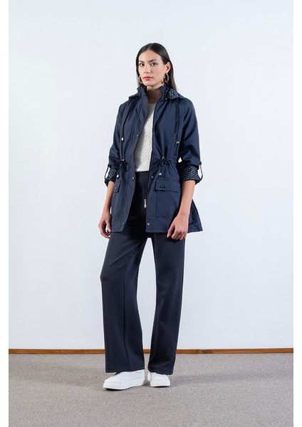 Christensen Kapüşonlu Çıtçıtlı Katlamalı Kol Safari Mont Lacivert