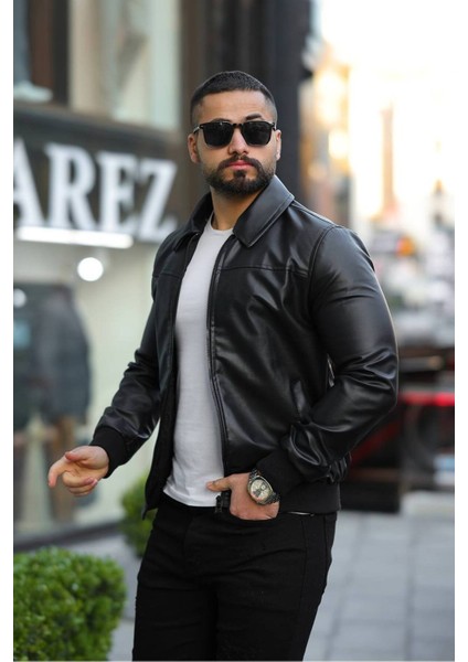 Baharlık Süet Ceket Erkek Polo Yaka Slim Fit Suni Deri Konforlu ve Şık Tasarım