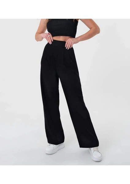Kadın Beli Cırt Kapamalı Likralı Bol Paça Kışlık Şık Palazzo Pantolon modelleri