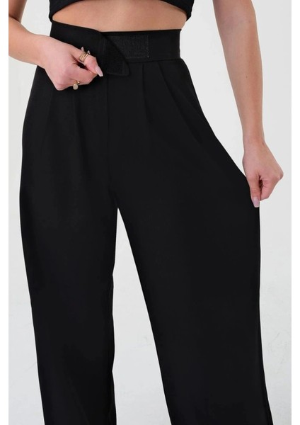 Kadın Beli Cırt Kapamalı Likralı Bol Paça Kışlık Şık Palazzo Pantolon fırsatları