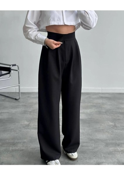 Kadın Beli Cırt Kapamalı Likralı Bol Paça Kışlık Şık Palazzo Pantolon indirimleri