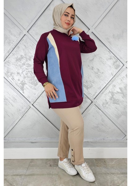 Kadın Kombinli Tül Çiçek Detaylı Tesettür Tunik fiyatları