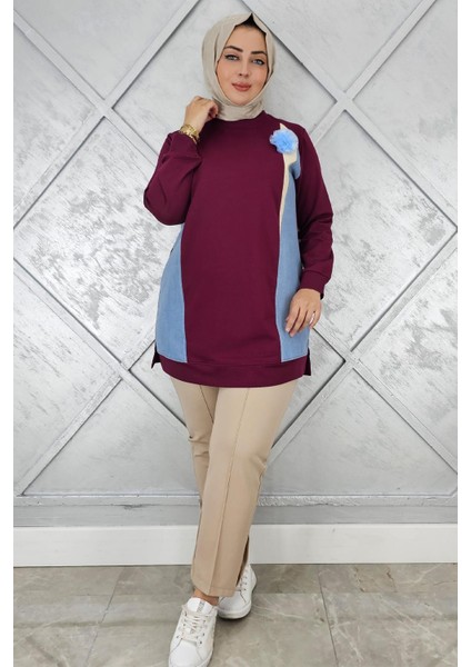 Kadın Kombinli Tül Çiçek Detaylı Tesettür Tunik modelleri