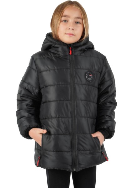 İçi Kürklü Su ve Rüzgar Geçirmez Kapüşonlu Kız Çocuk Mont