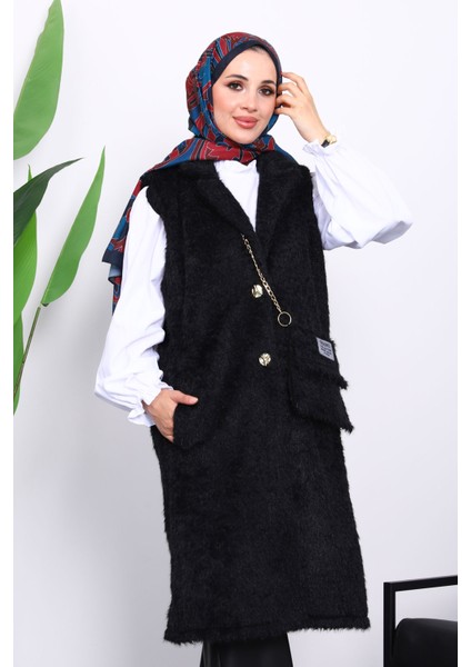 Siyah Çanta Hadiyeli Angora Pelüş Kürk Yelek fiyatları