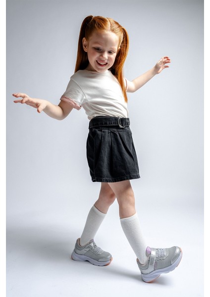 Kız Çocuk Gümüş Günlük Spor Ayakkabı