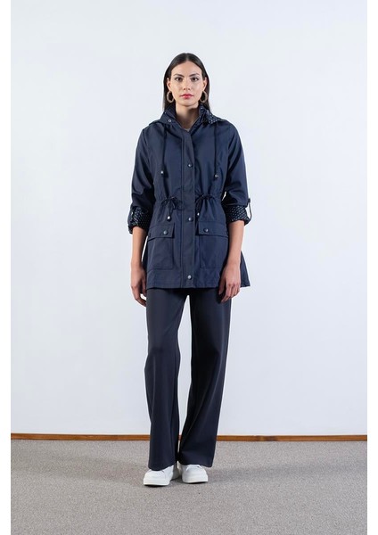 Christensen Kapüşonlu Çıtçıtlı Katlamalı Kol Safari Mont Lacivert modelleri