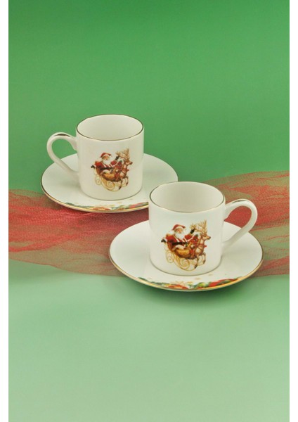 Christmas Reindeer Altın Yaldızlı Iki Kişilik Kahve Fincan Takımı fiyatları