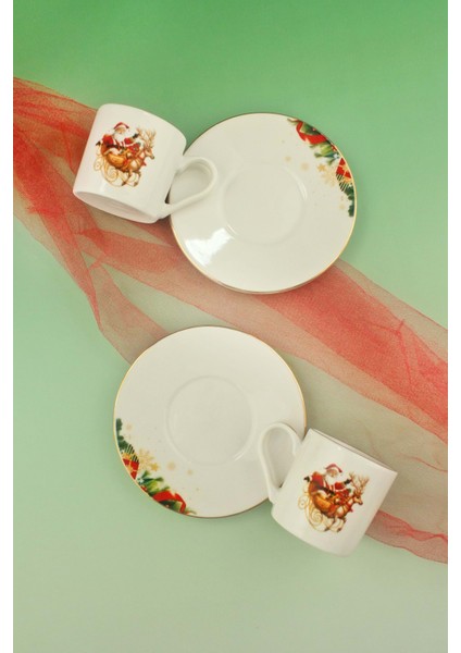 Christmas Reindeer Altın Yaldızlı Iki Kişilik Kahve Fincan Takımı modelleri