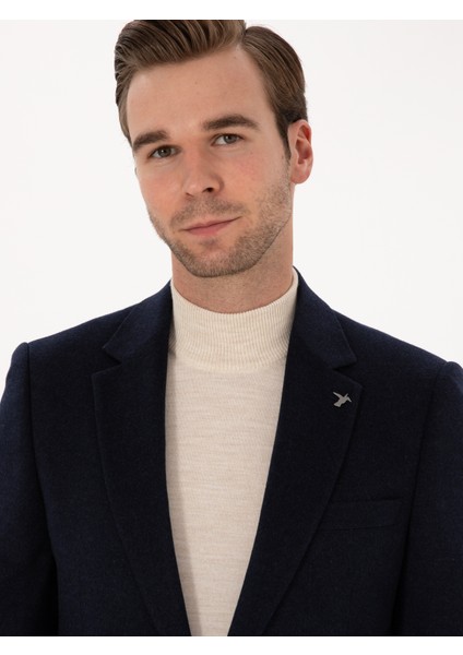 Erkek Lacivert Slim Fit %100 Kaşmir Flanel Ceket 50314254-VR033 fiyatları