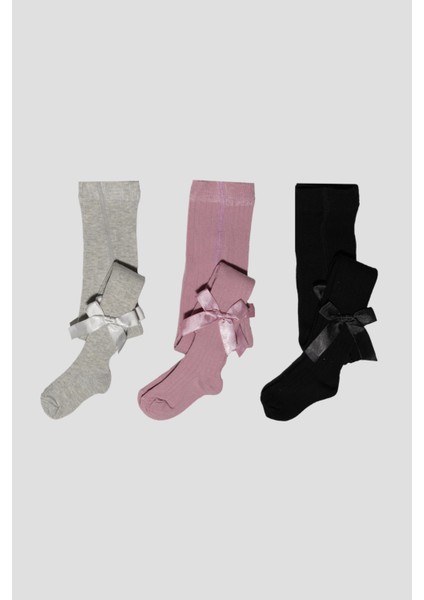 3 Adet Pamuklu Kız Bebek ve Çocuk Külotlu Çorabı