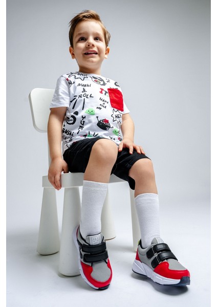 Erkek Çocuk Kırmızı-Gri Spor Ayakkabı