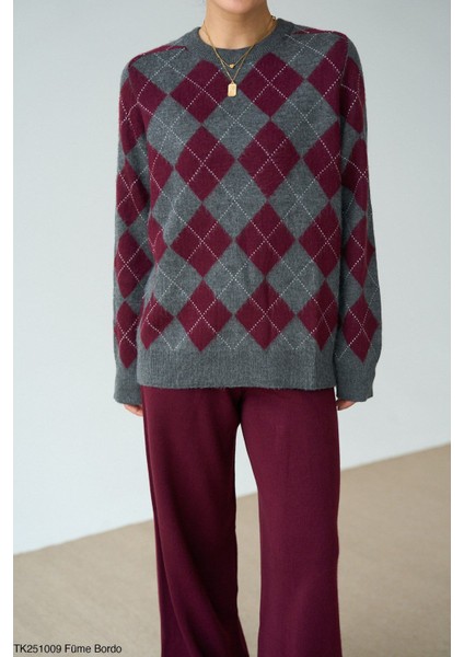 Bisiklet Yaka Baklava Desen Kazak fiyatları