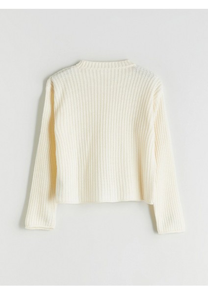 Lcw Kids Ekru Bisiklet Yaka Kız Çocuk Triko Kazak fırsatları